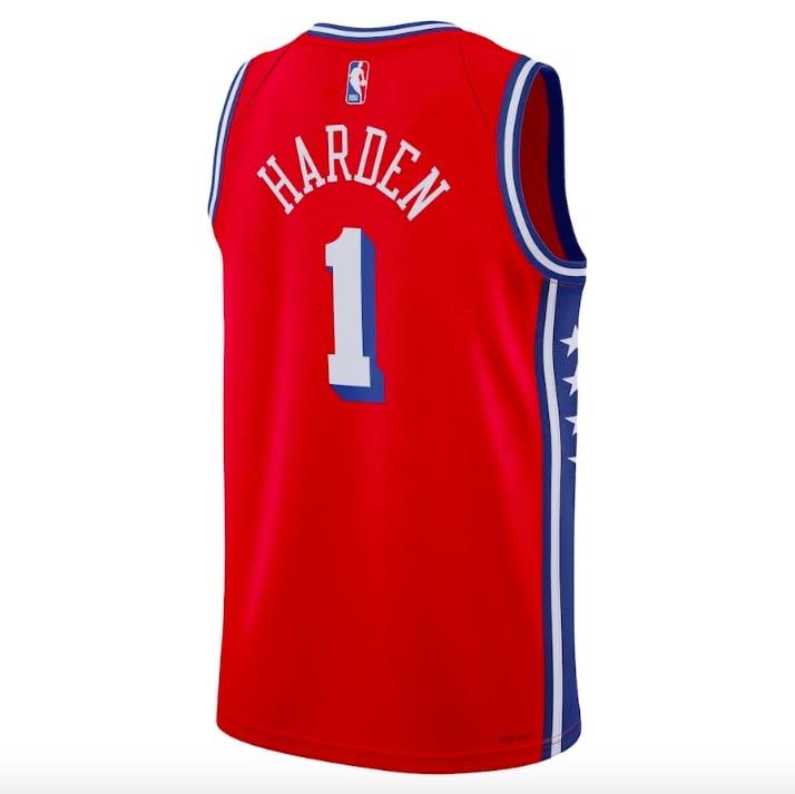 Баскетбольная джерси 2022-23 Philadelphia 76ers #1 James Harden Swingman Statement Red Jersey