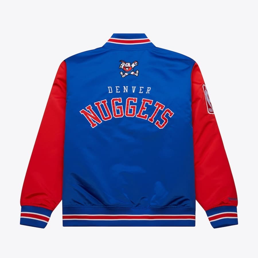 Бомбер Mitchell & Ness Royal Denver Nuggets Primetime Vintage Satin Full-Snap Jacket