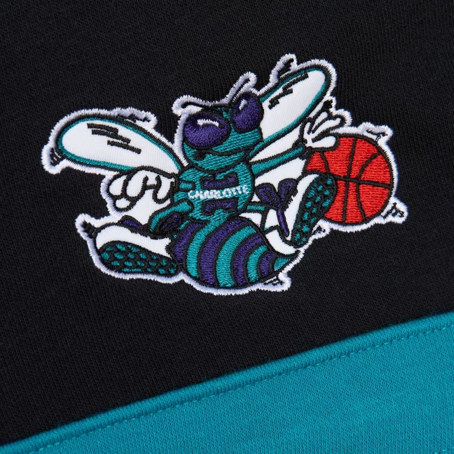 Худи Mitchell & Ness Black Charlotte Hornets Vintage Logo Head Coach Fleece Pullover Hoodie