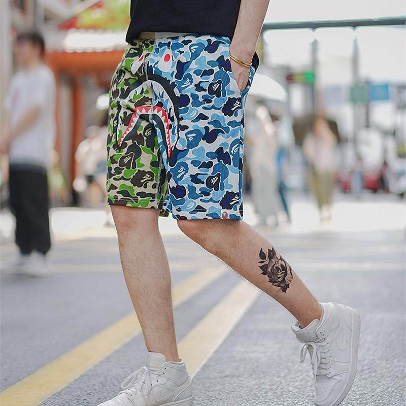 Спортивные шорты BAPE ABC Split Shark Shorts Green Blue
