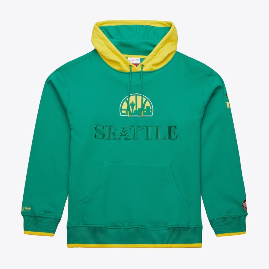 Худи Mitchell & Ness Green Seattle SuperSonics Team OG 3.0 Vintage Fleece Pullover Hoodie