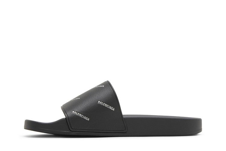 Кроссовки Balenciaga Pool Slides 'Repeat Logo - Black Silver'