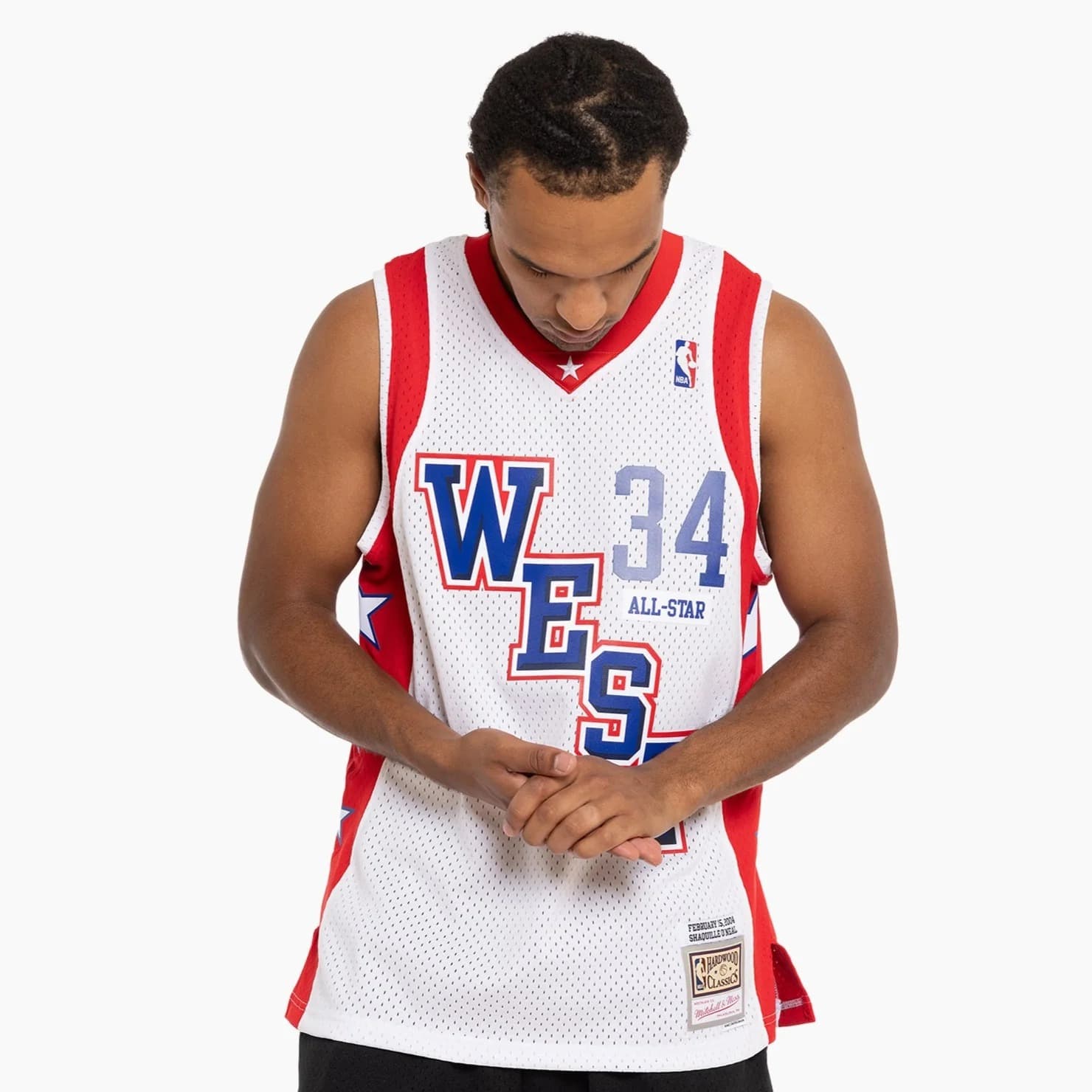 Баскетбольная джерси 2004 All Star Game Shaquille O’Neal #34 Hardwood Classics Throwback NBA Swingman White Jersey