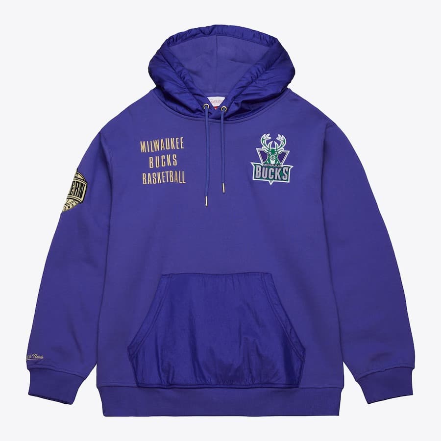 Худи Mitchell & Ness Purple Milwaukee Bucks Team OG 2.0 Vintage Logo Fleece Pullover Hoodie