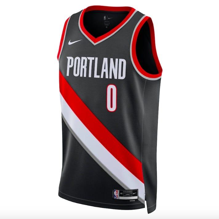 Баскетбольная джерси 2022-23 Portland Trail Blazers #0 Damian Lillard Swingman Icon Black Jersey
