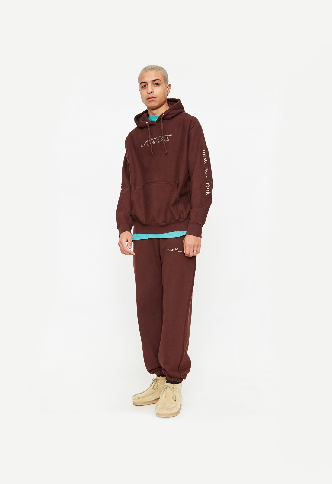 Худи Awake Classic Outline Logo Paneled Embroidered Hoodie Brown