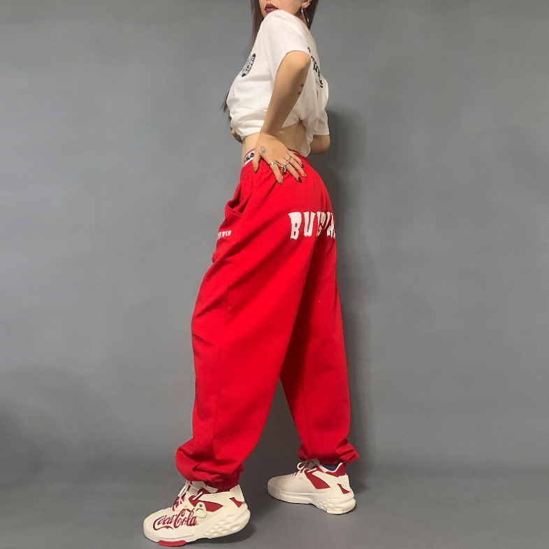 Спортивные брюки 2021 Bulegirls Hip-hop Style Sweatpants White/Red