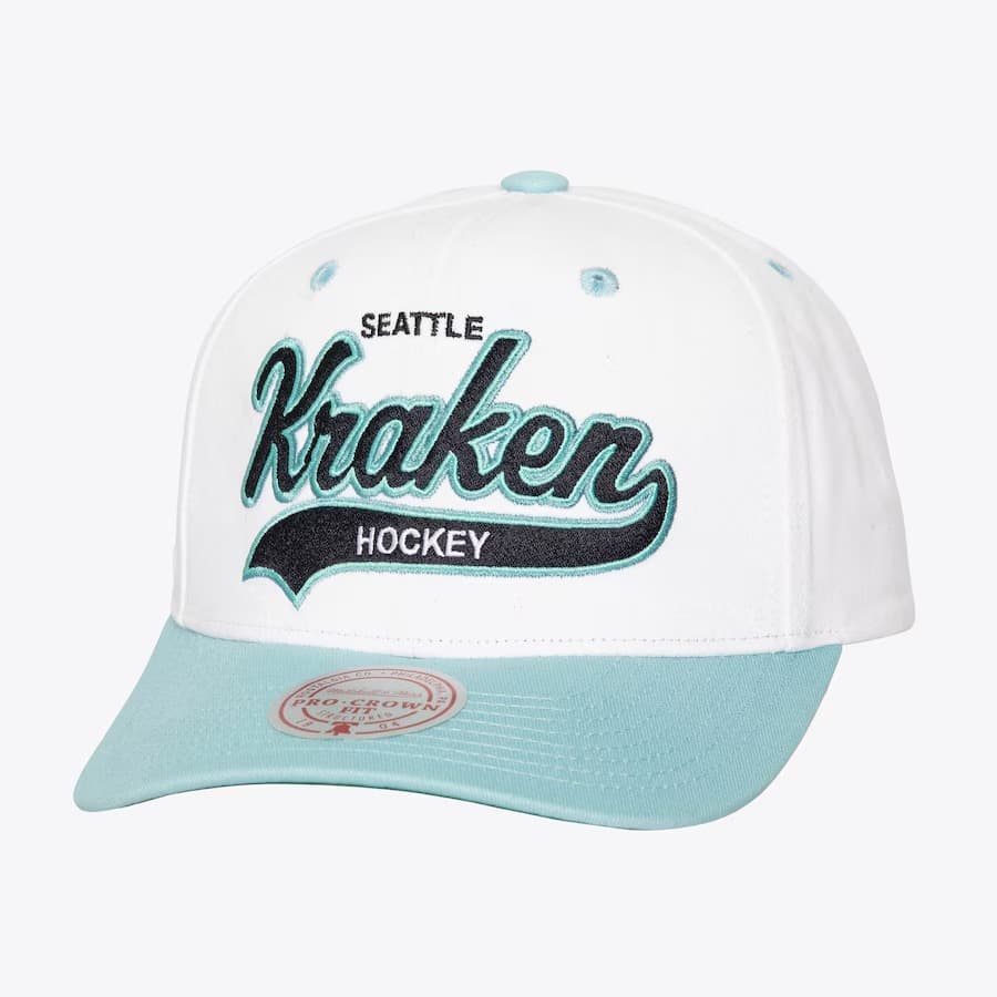 Бейсболка Mitchell & Ness White Seattle Kraken Tail Sweep Pro Snapback Hat