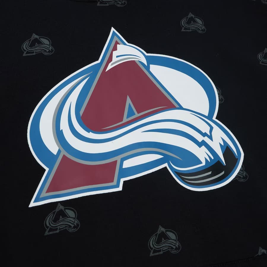 Худи Mitchell & Ness Black Colorado Avalanche Allover Print Fleece Pullover Hoodie
