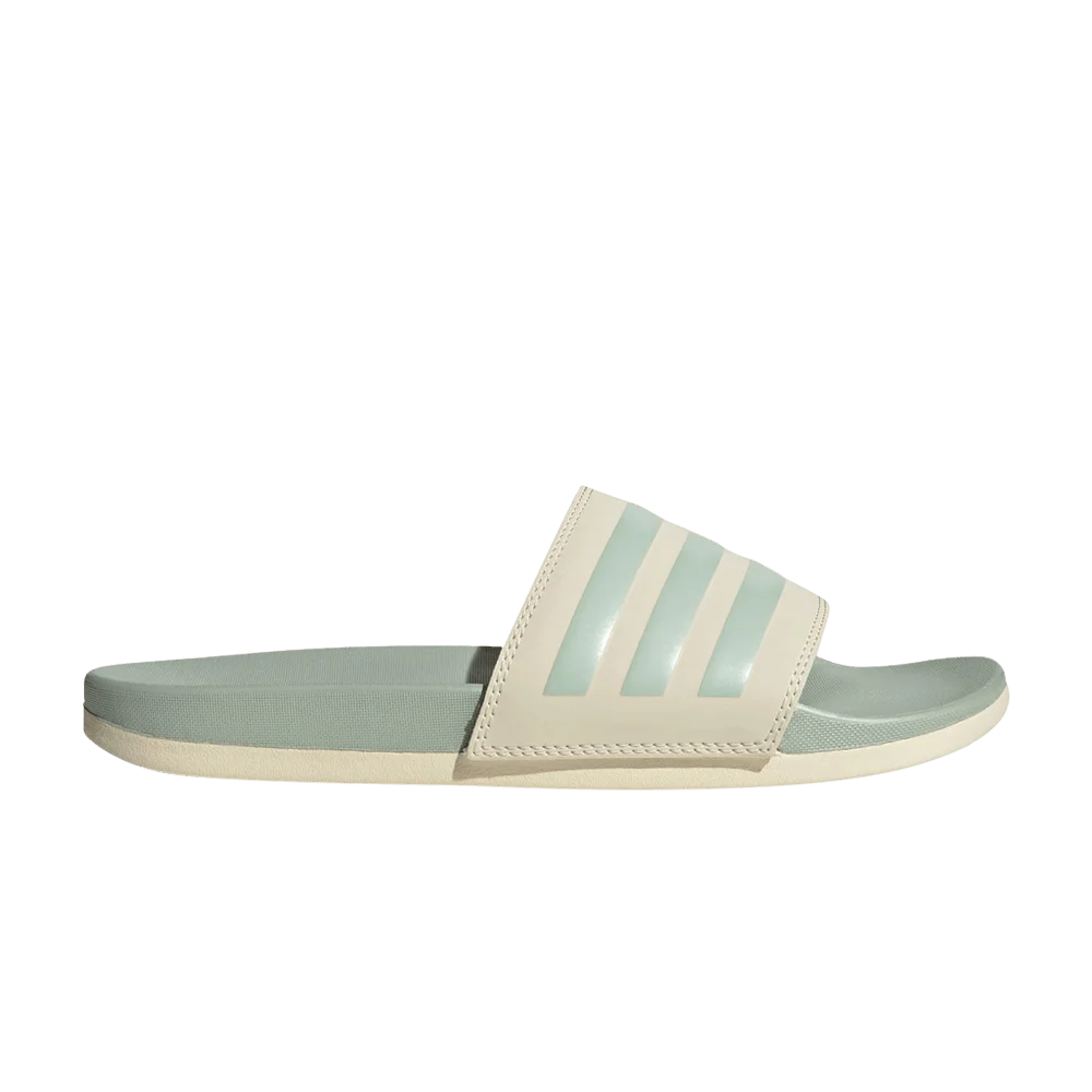 Adidas-Wmns-Adilette-Comfort-Slide-Wonder-White-Linen-Green-Metallic