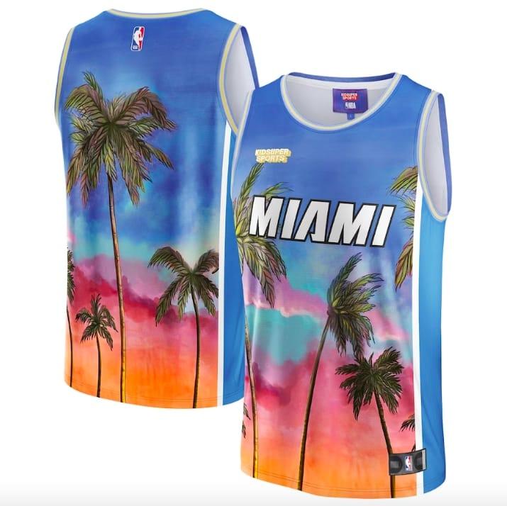 Баскетбольная джерси Miami Heat NBA & KidSuper Studios by Fanatics Hometown Blue Jersey