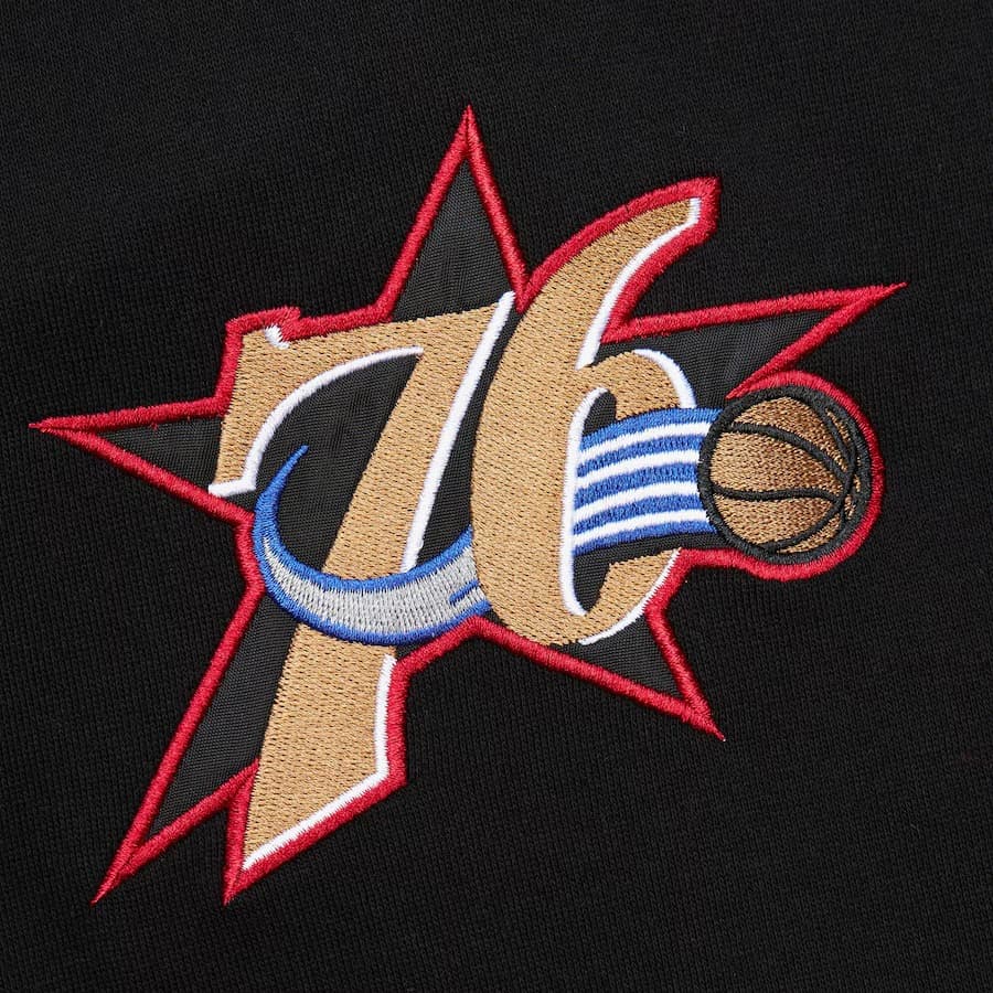 Худи Mitchell & Ness Black Philadelphia 76ers Team OG 2.0 Vintage Logo Fleece Pullover Hoodie