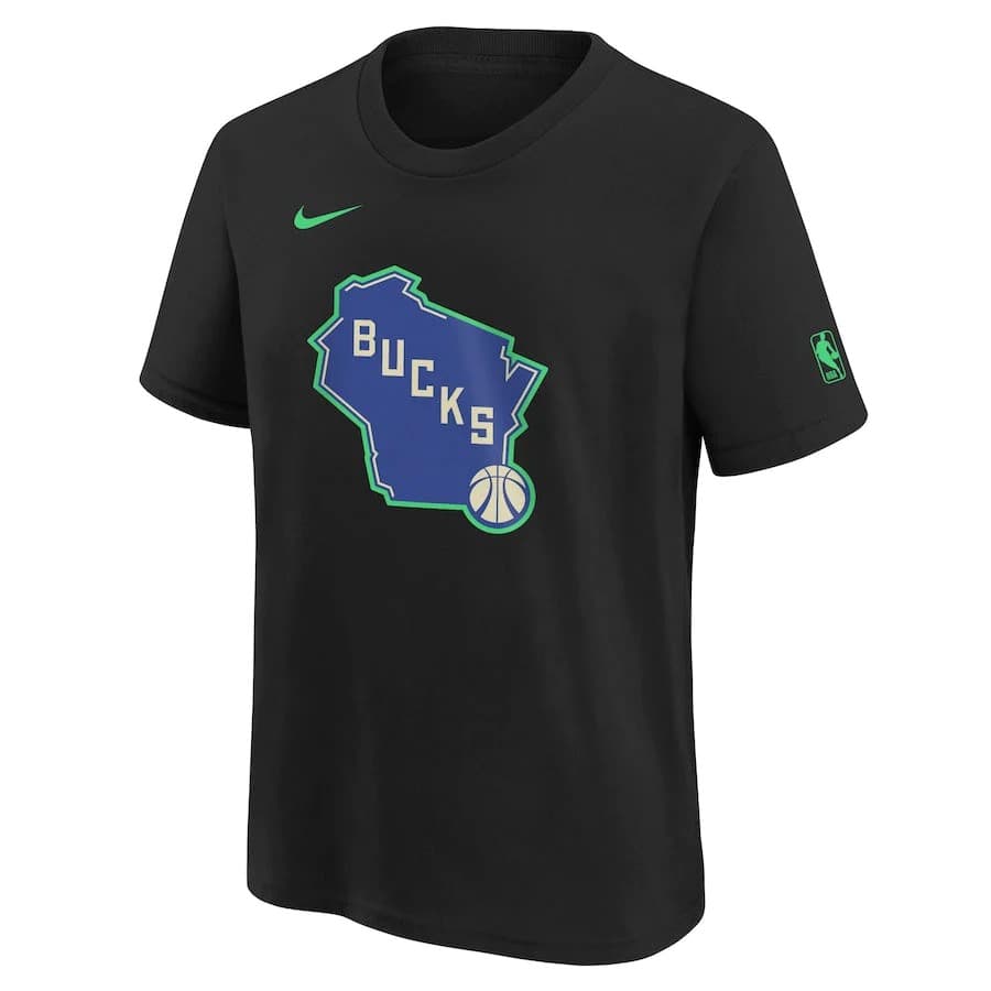Milwaukee-Bucks-2024-City-Edition-Essential-Logo-Youth-NBA-T-Shirt-2