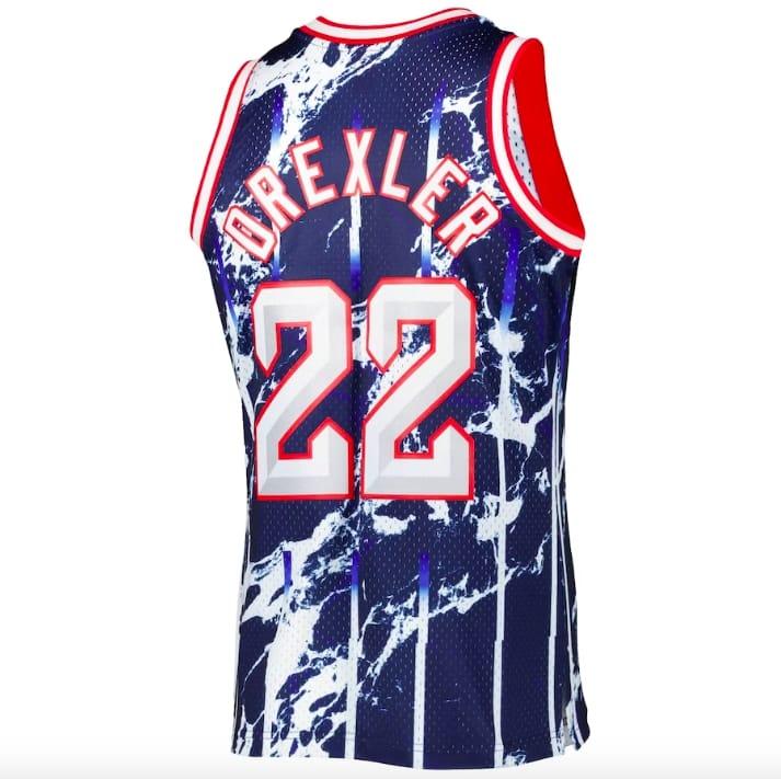 Баскетбольная джерси 1996-97 Houston Rockets #22 Clyde Drexler Mitchell & Ness Marble Navy Jersey