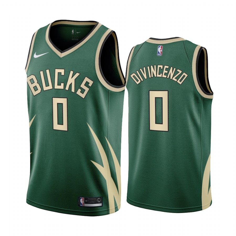 Баскетбольная джерси 2020-21 Milwaukee Bucks #0 Donte DiVincenzo Earned Edition Green Swingman Jersey
