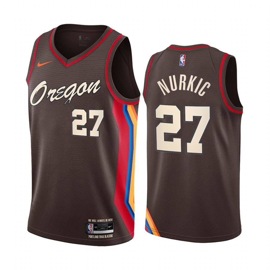 Баскетбольная джерси 2020-21 Portland Trail Blazers #27 Jusuf Nurkic City Edition Chocolate Swingman Jersey