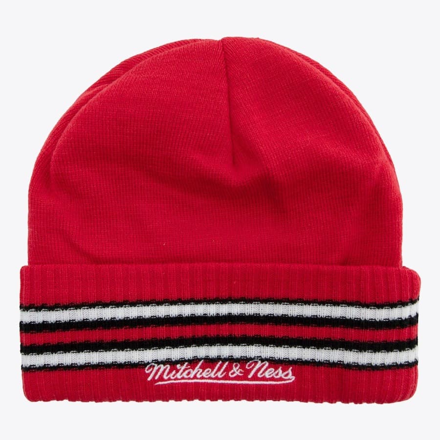 Шапка Mitchell & Ness Red Chicago Bulls Windy City Cuffed Knit Hat