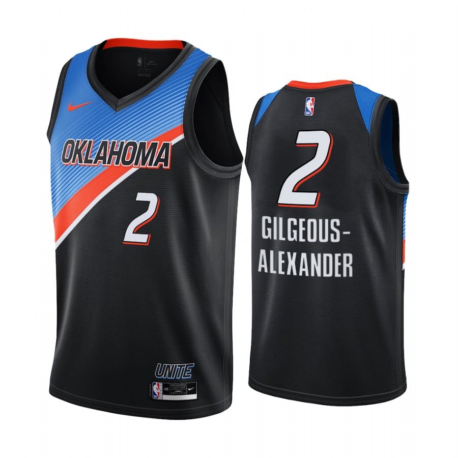 Баскетбольная джерси 2020-21 Oklahoma City Thunder #2  Shai Gilgeous-Аlexander City Edition Black Swingman Jersey