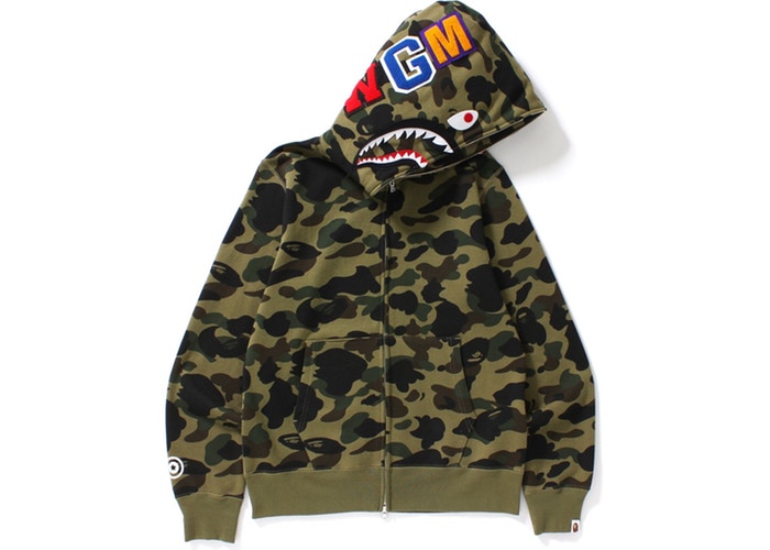 Худи BAPE 1st Camo Shark Full Zip Hoodie Green