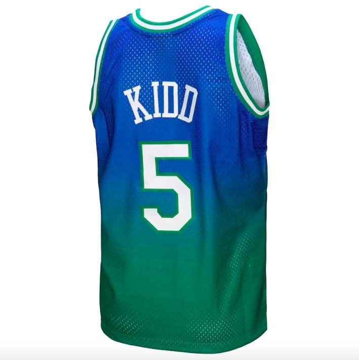 Баскетбольная джерси 1994-95 Dallas Mavericks #5 Jason Kidd Mitchell & Ness Fadeaway Green/Navy Jersey