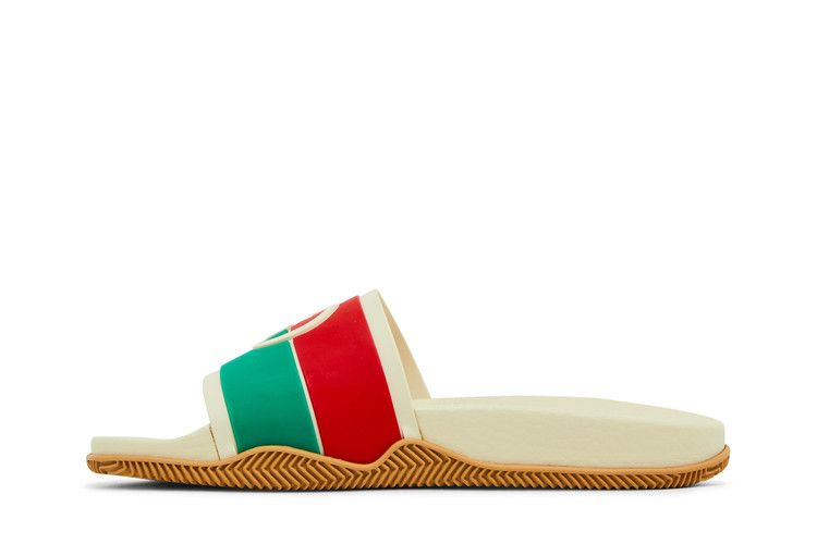 Кроссовки Gucci Wmns Slide 'Interlocking G - White Red Green'