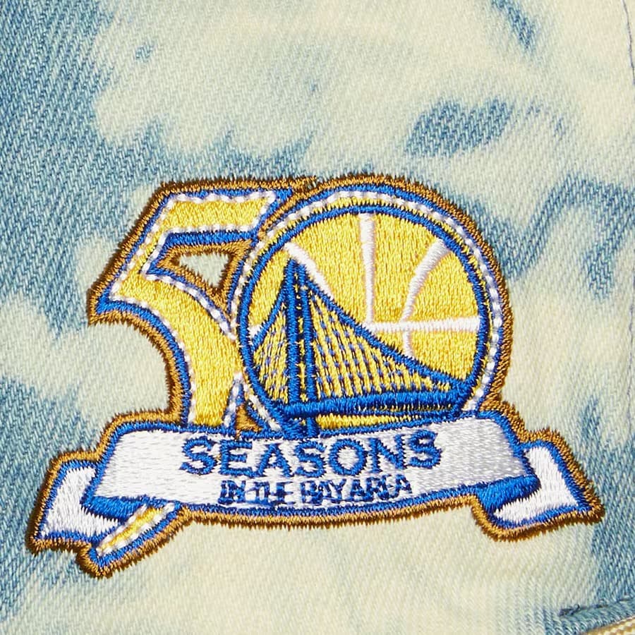 Бейсболка Mitchell & Ness Blue Golden State Warriors Acid Wash Snapback Hat