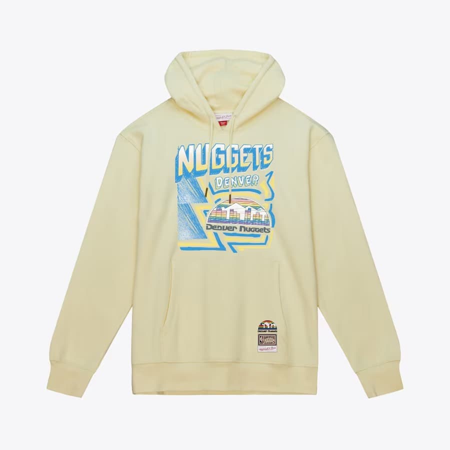 Худи Mitchell & Ness Cream Denver Nuggets Sidewalk Sketch Pullover Hoodie