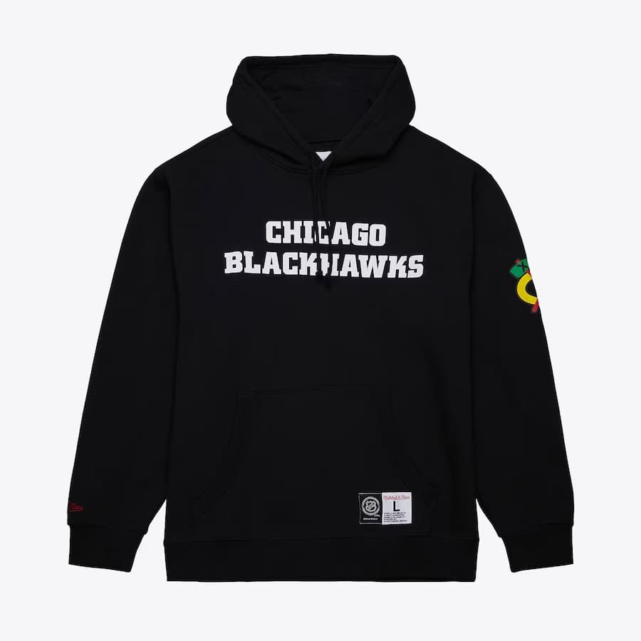 Худи Mitchell & Ness Black Chicago Blackhawks Game Time Fleece Pullover Hoodie