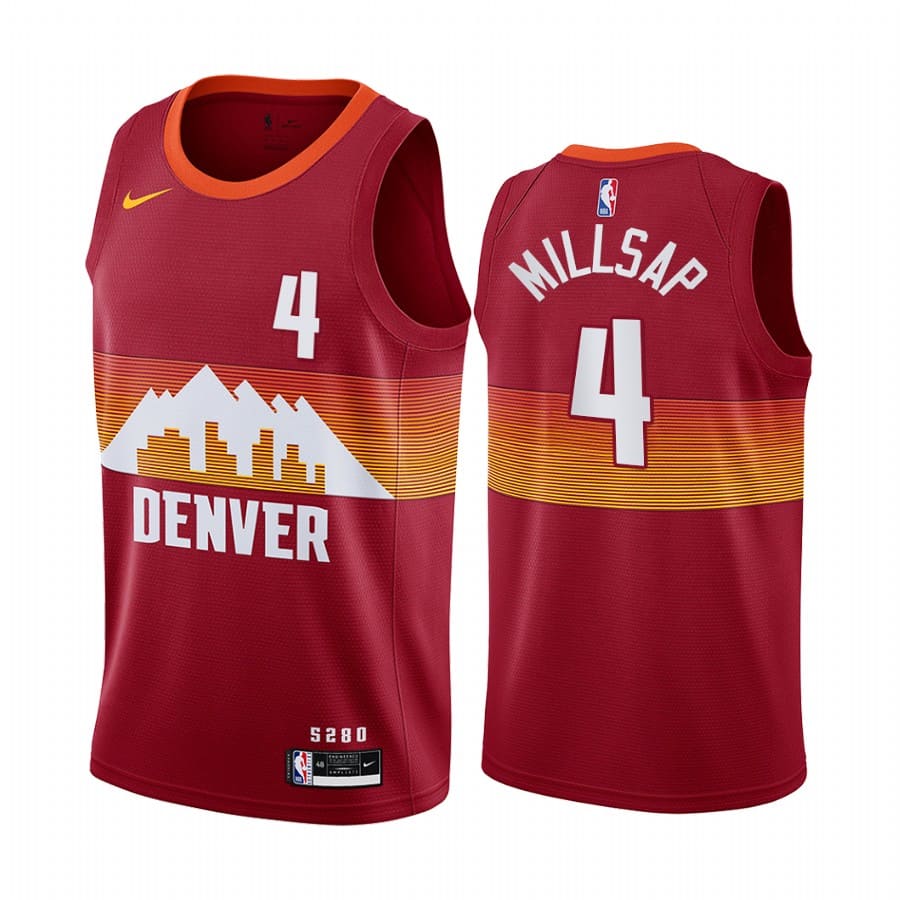 Баскетбольная джерси 2020-21 Denver Nuggets #4 Paul Millsap City Edition Orange Swingman Jersey