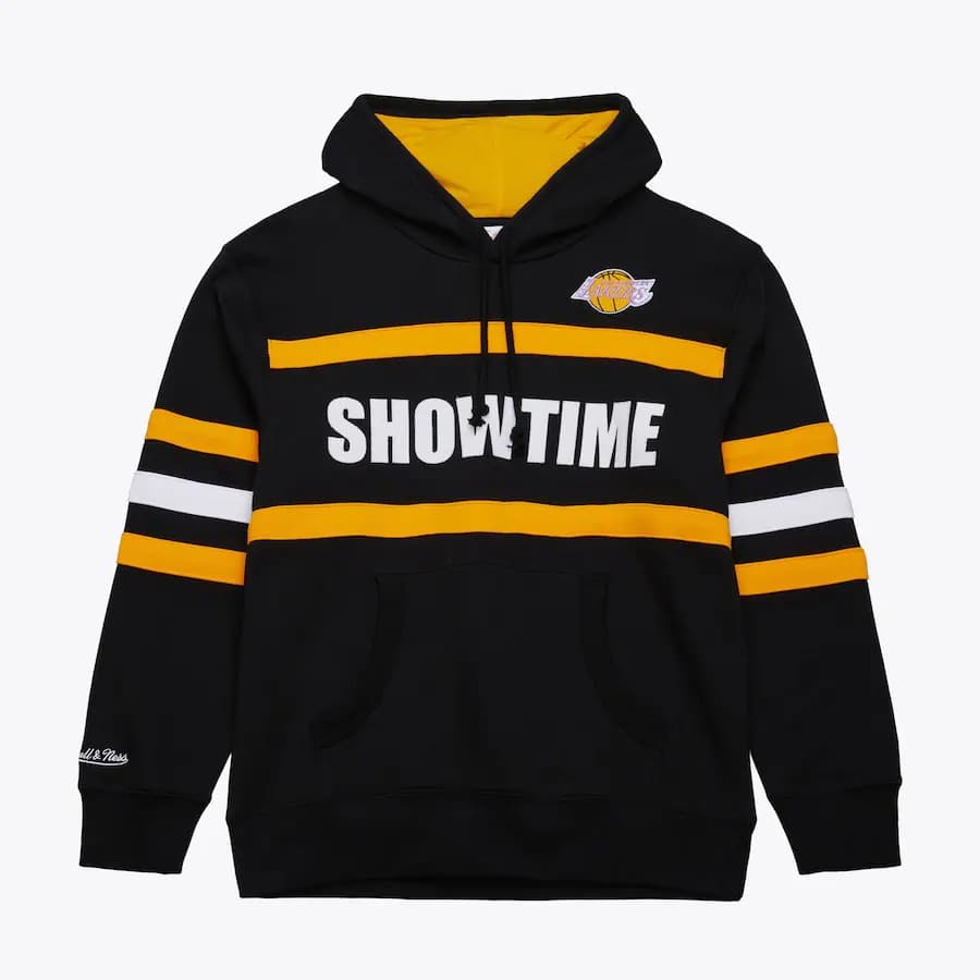 Худи Mitchell & Ness Black Los Angeles Lakers Vintage Logo Head Coach Fleece Pullover Hoodie