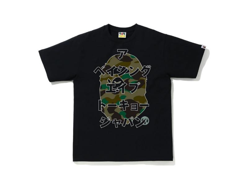 Футболка BAPE 1st Camo Japanese Letters Tee Black/Green