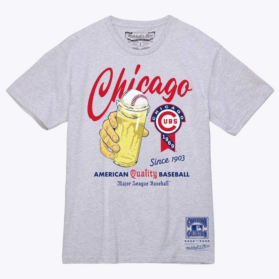 Футболка Mitchell & Ness Gray Chicago Cubs Brew T-Shirt