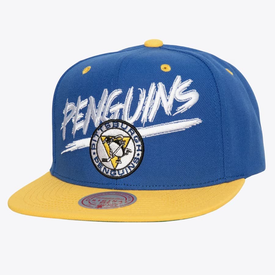 Бейсболка Mitchell & Ness Blue Pittsburgh Penguins Transcript Snapback Hat