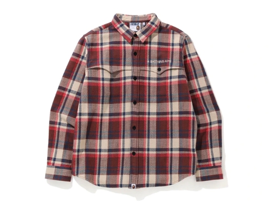 Рубашка BAPE Check Flannel Shirt Red