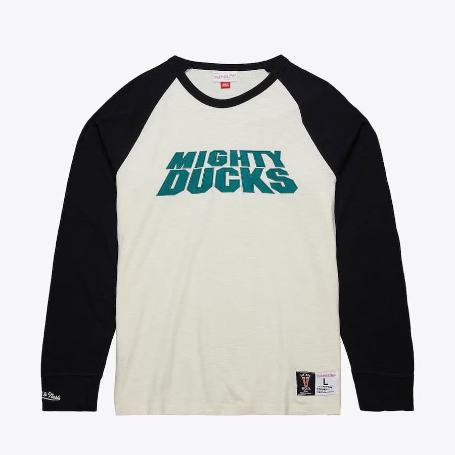 Лонгслив Mitchell & Ness Cream Anaheim Ducks Legendary Slub Vintage Logo Long Sleeve T-Shirt