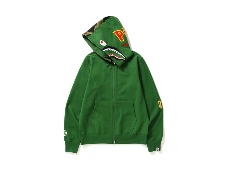 Худи BAPE 2nd Shark Full Zip Hoodie Green