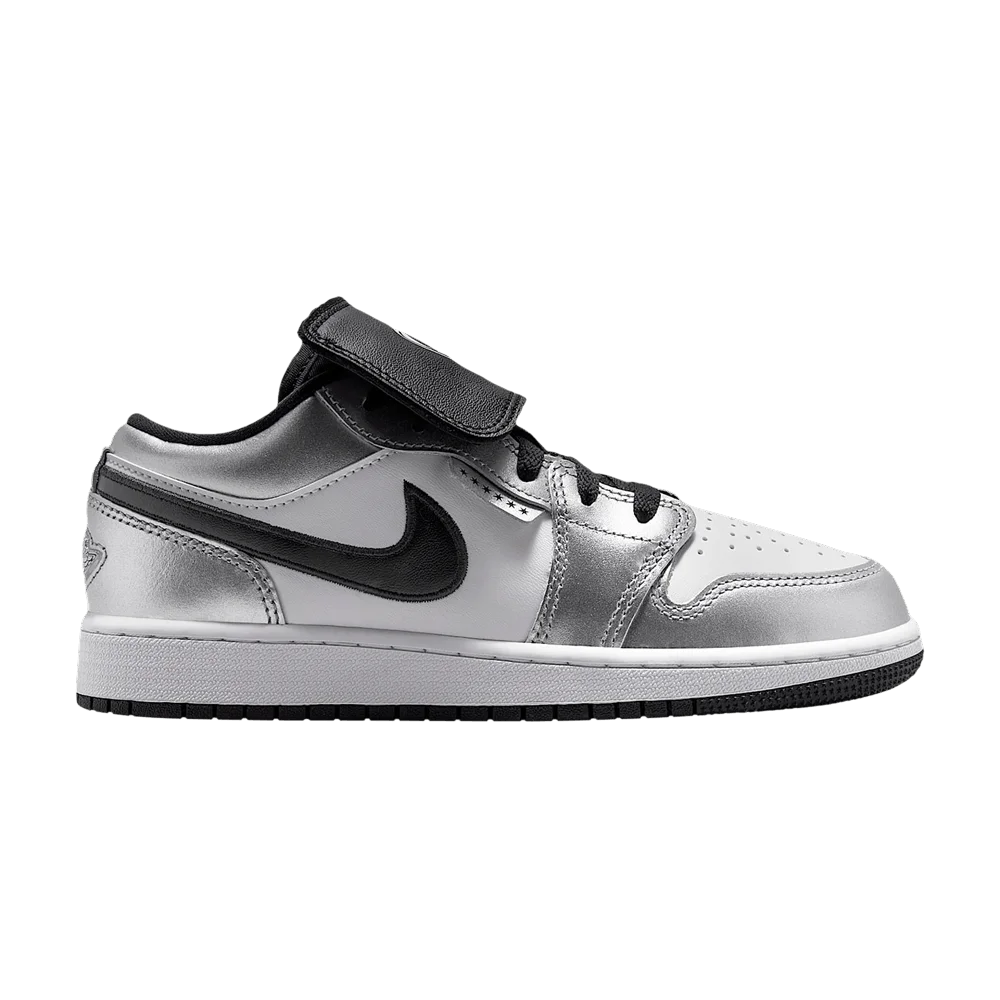 Кроссовки Air Jordan 1 Low SE GS 'White Metallic Silver Black'