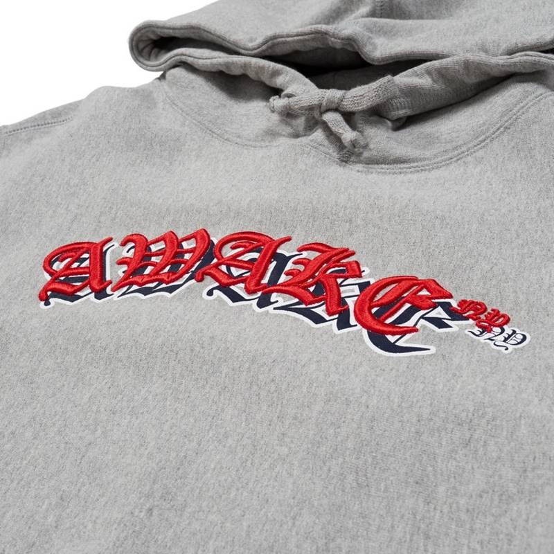 Худи Awake Embroidered Double Varsity Hoodie Heather Grey