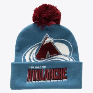 Mitchell-Ness-Blue-Colorado-Avalanche-Punch-Out-Cuffed-Knit-Hat-with-Pom-300x300