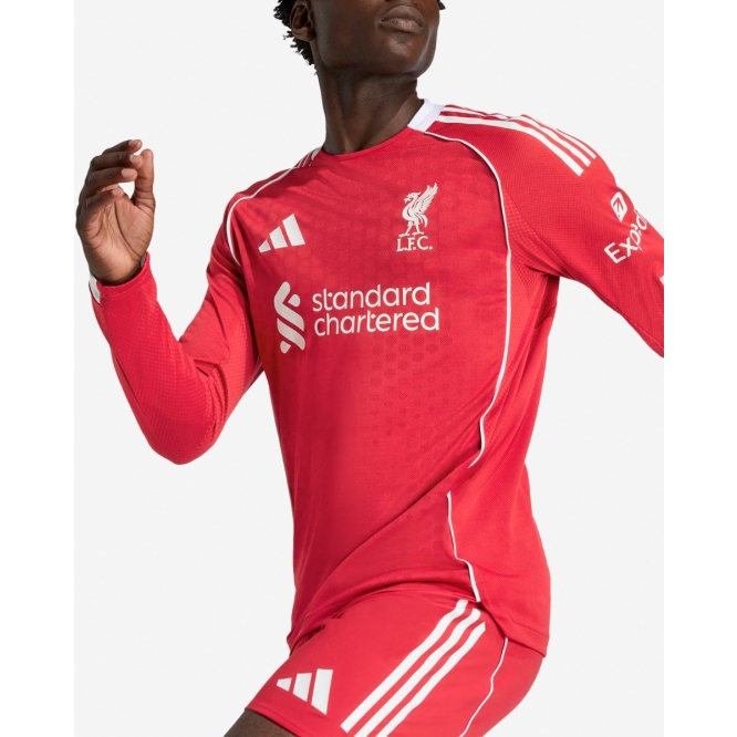 Футбольный лонгслив Liverpool FC adidas Mens 25/26 Authentic Home Long Sleeve Jersey