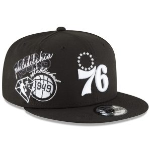 New-Era-BlackWhite-Philadelphia-76ers-Back-Half-9FIFTY-Snapback-Adjustable-Hat-300x300