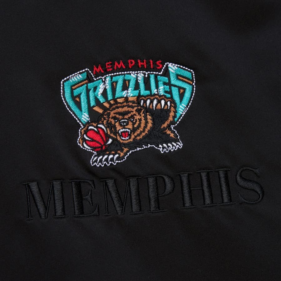 Бомбер Mitchell & Ness Black Memphis Grizzlies Team OG 3.0 Satin Full Snap Jacket