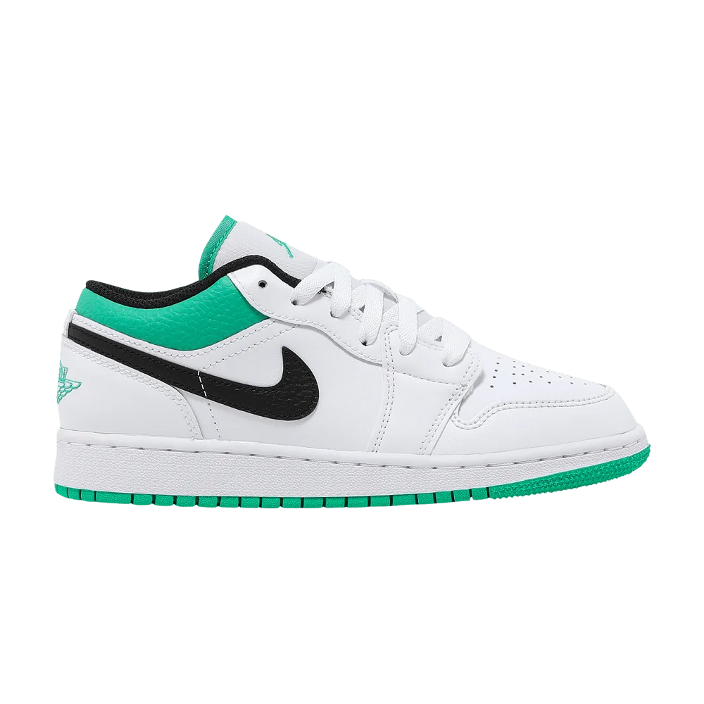 Krossovki-Air-Jordan-1-Low-GS-White-Lucky-Green
