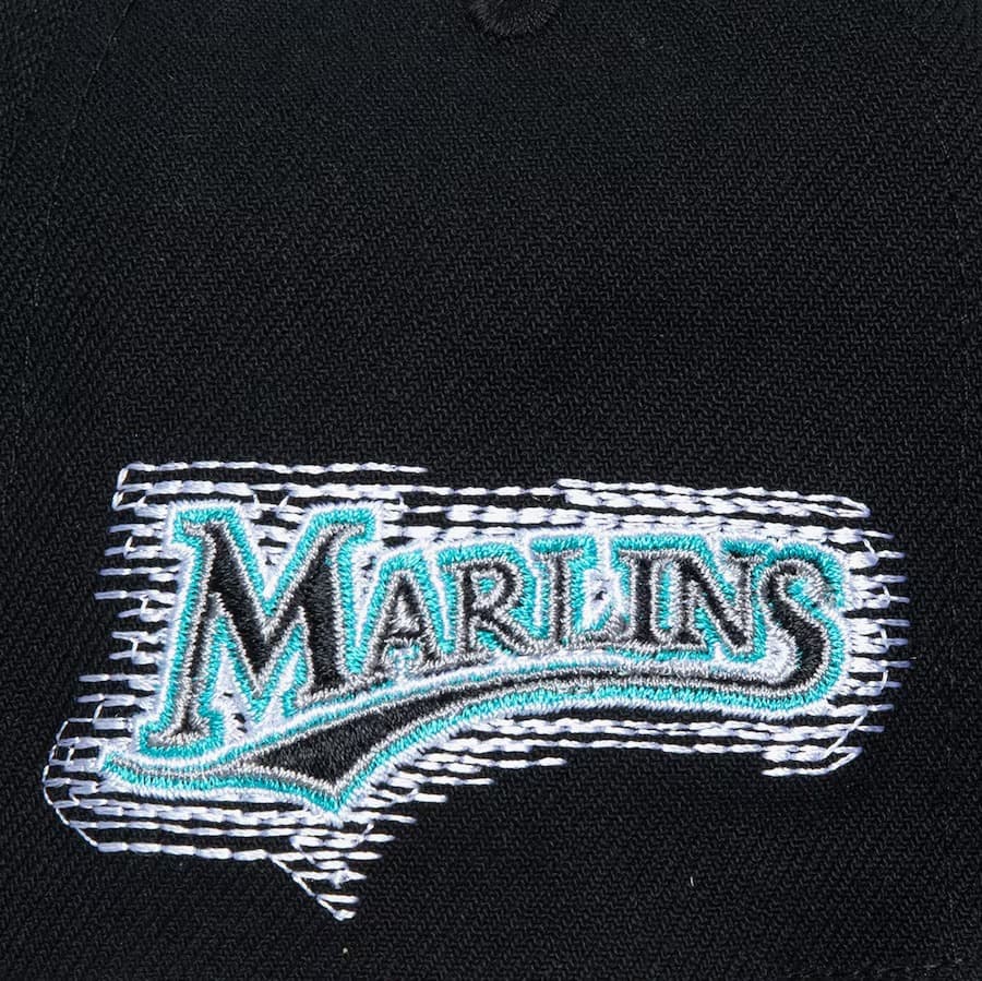 Бейсболка Mitchell & Ness Black Florida Marlins Cooperstown Collection Blurred Vision Snapback Hat