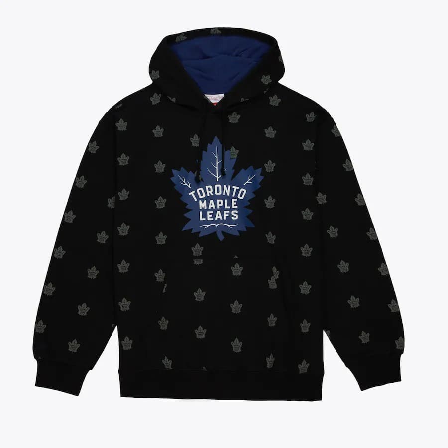 Худи Mitchell & Ness Black Toronto Maple Leafs Allover Print Fleece Pullover Hoodie