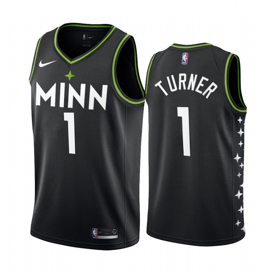 Баскетбольная джерси 2020-21 Minnesota Timberwolves #1 Evan Turner City Edition Black Swingman Jersey