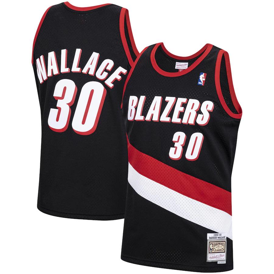 Mens-Mitchell-Ness-Rasheed-Wallace-Black-Portland-Trail-Blazers-1999-00-Hardwood-Classics-Swingman-Jersey