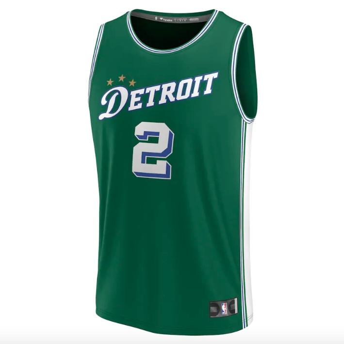 Баскетбольная джерси 2022-23 Detroit Pistons #2 Cade Cunningham Fast Break City Green Jersey