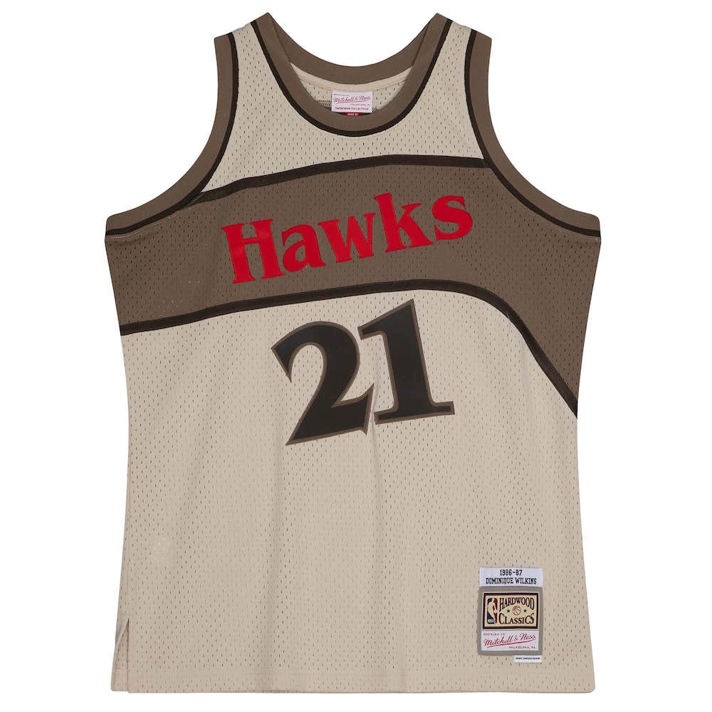 Баскетбольная джерси Atlanta Hawks #21 Dominique Wilkins Hardwood Classics Gray Jersey