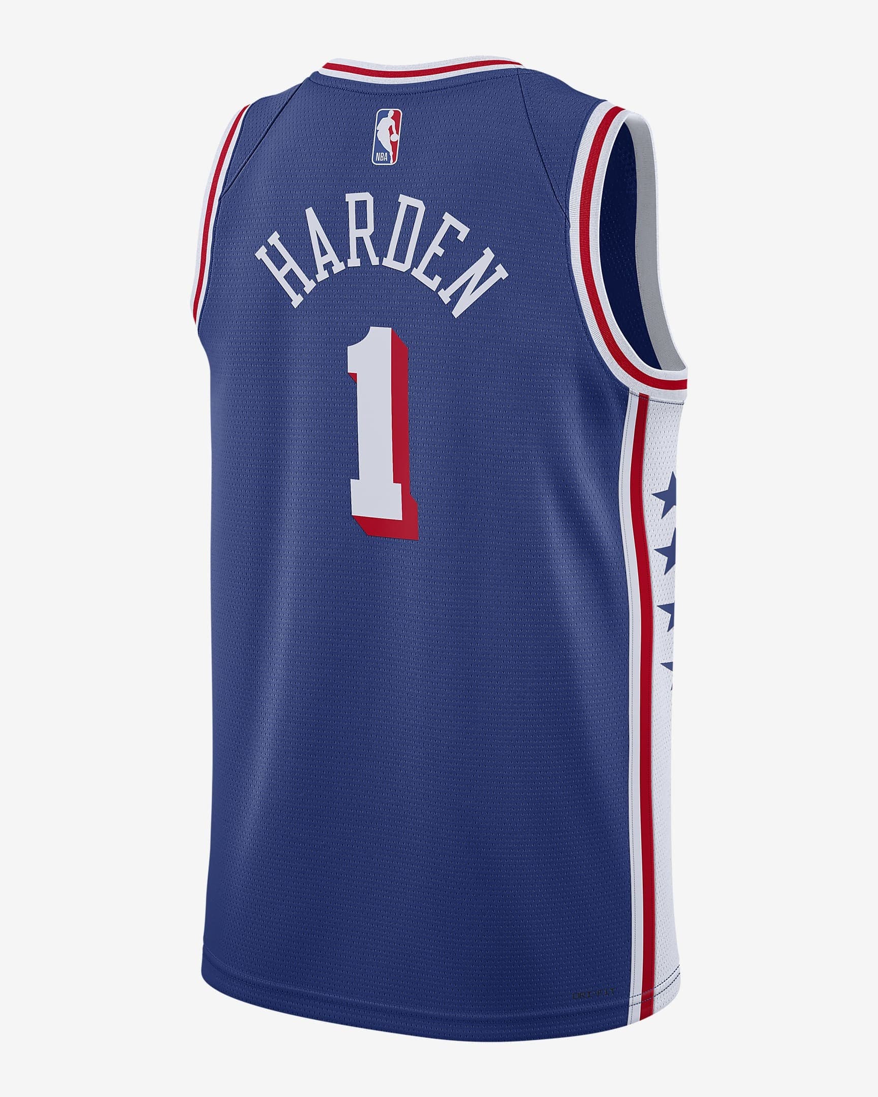 Баскетбольная джерси 2023-24 Philadelphia 76ers James Harden #1 Swingman Icon Edition Blue Jersey